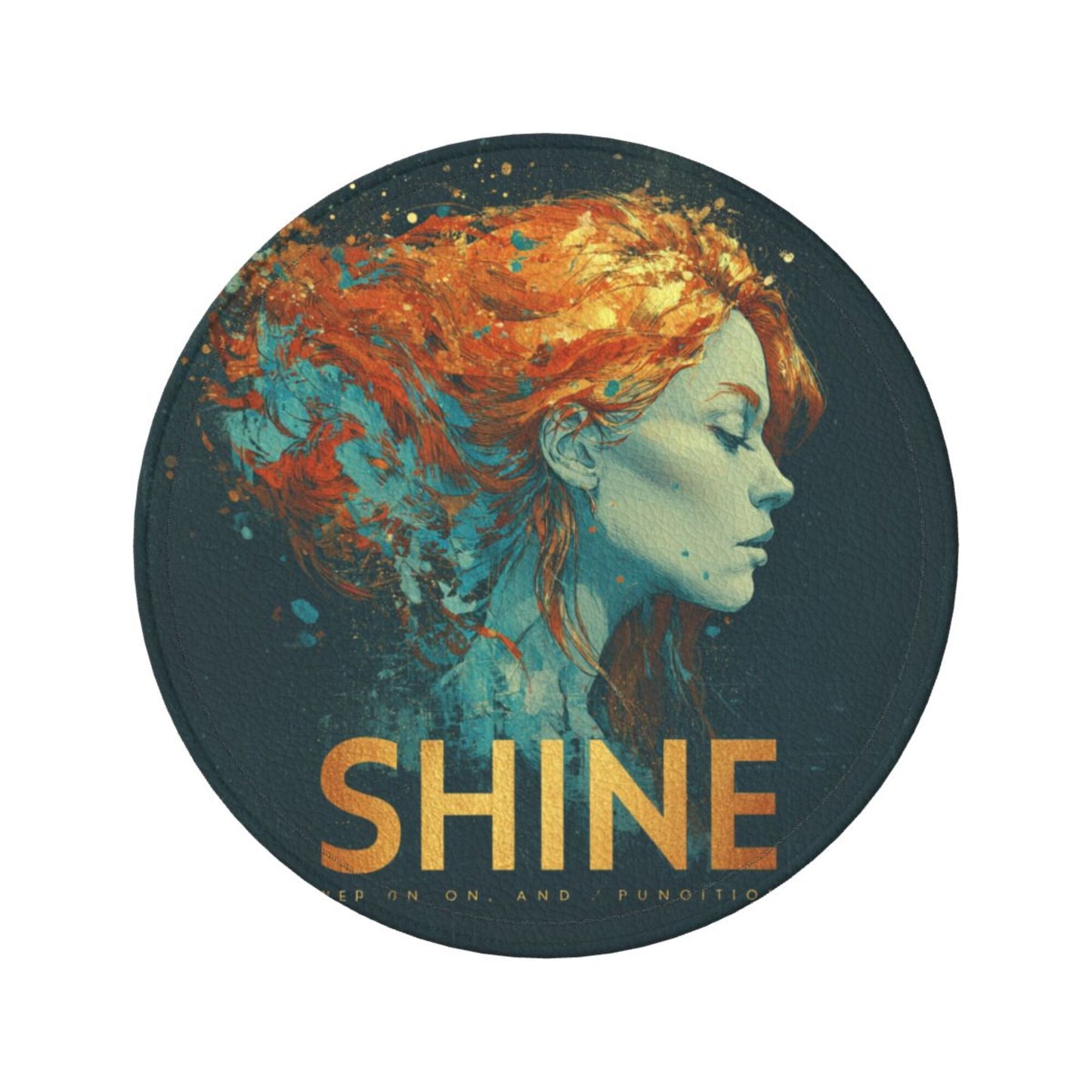 Artistic Portrait - Printed Round Leather Coaster Set (6 Pieces + Storage Box)