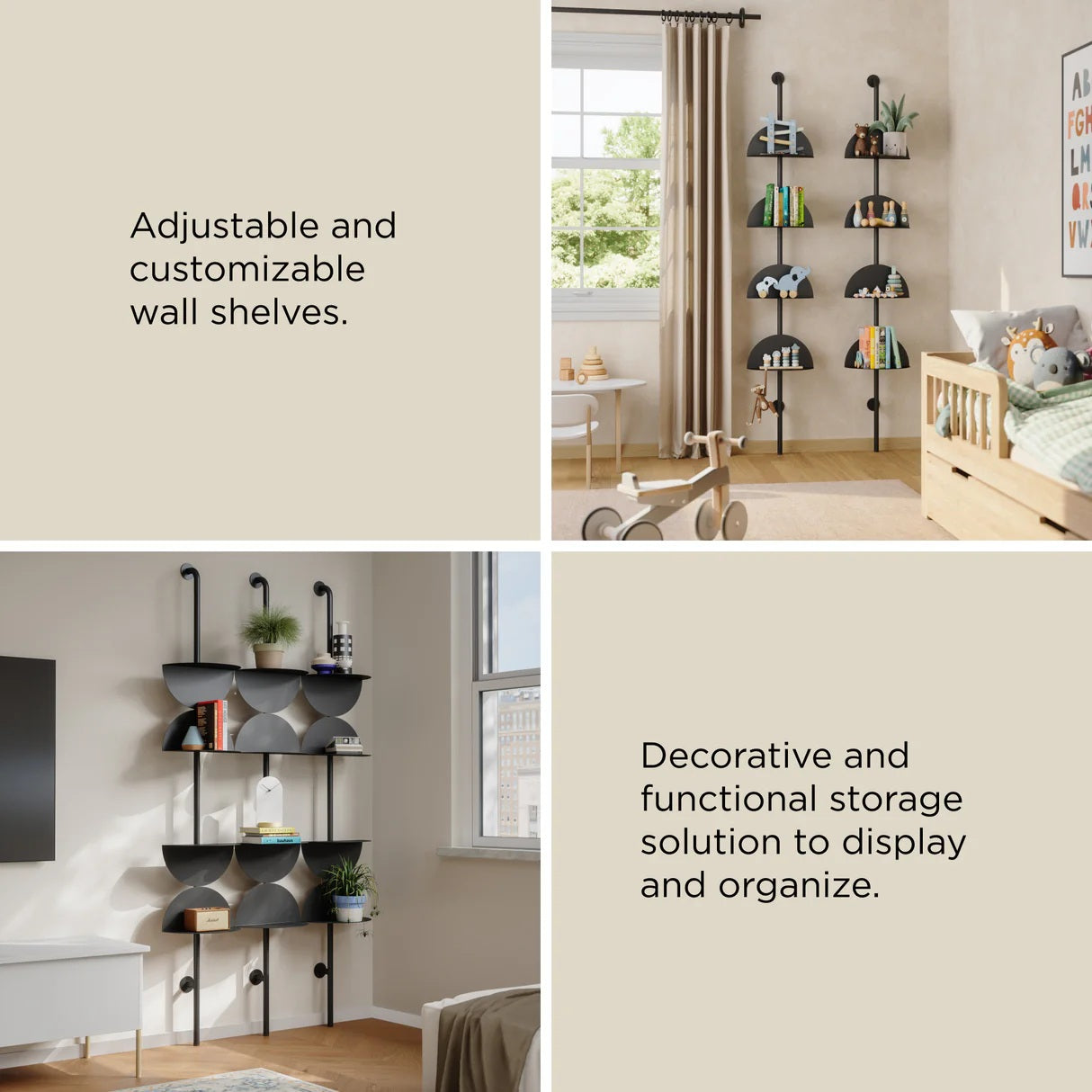 Adjustable Steel Wall-Mounted Shelf