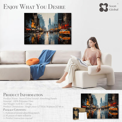 Acoustical Wall Panels, 6-Piece 23.62 X 23.62 Inches Art Acoustic Panels, Decorative Acoustic Panels, Acoustic Wall Panels, Sound Absorbing Wall Art, Arcadian Vortex